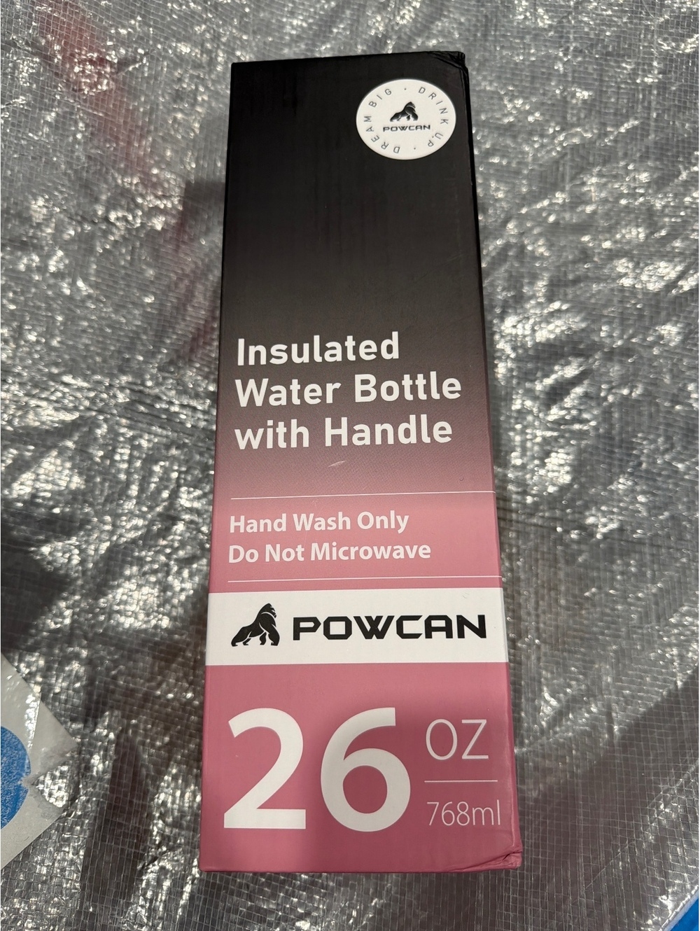 POWCAN 26 oz Insulated Stainless Steel Water Bottle 2-in-1 Lid Handle